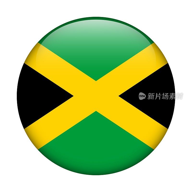 牙买加国旗。矢量图标。用于web, app, ui的玻璃按钮。光滑的旗帜。
